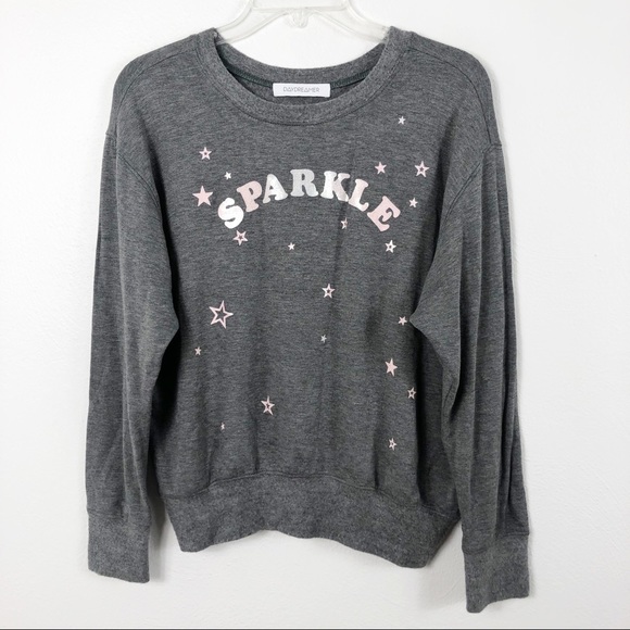 Daydreamer Sparkle Crew Pullover Gray Sweatshirt - Picture 2 of 6